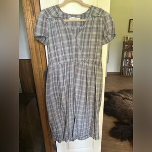 The Dawn Dress in Azure Hunter Plaid- Petite Medium